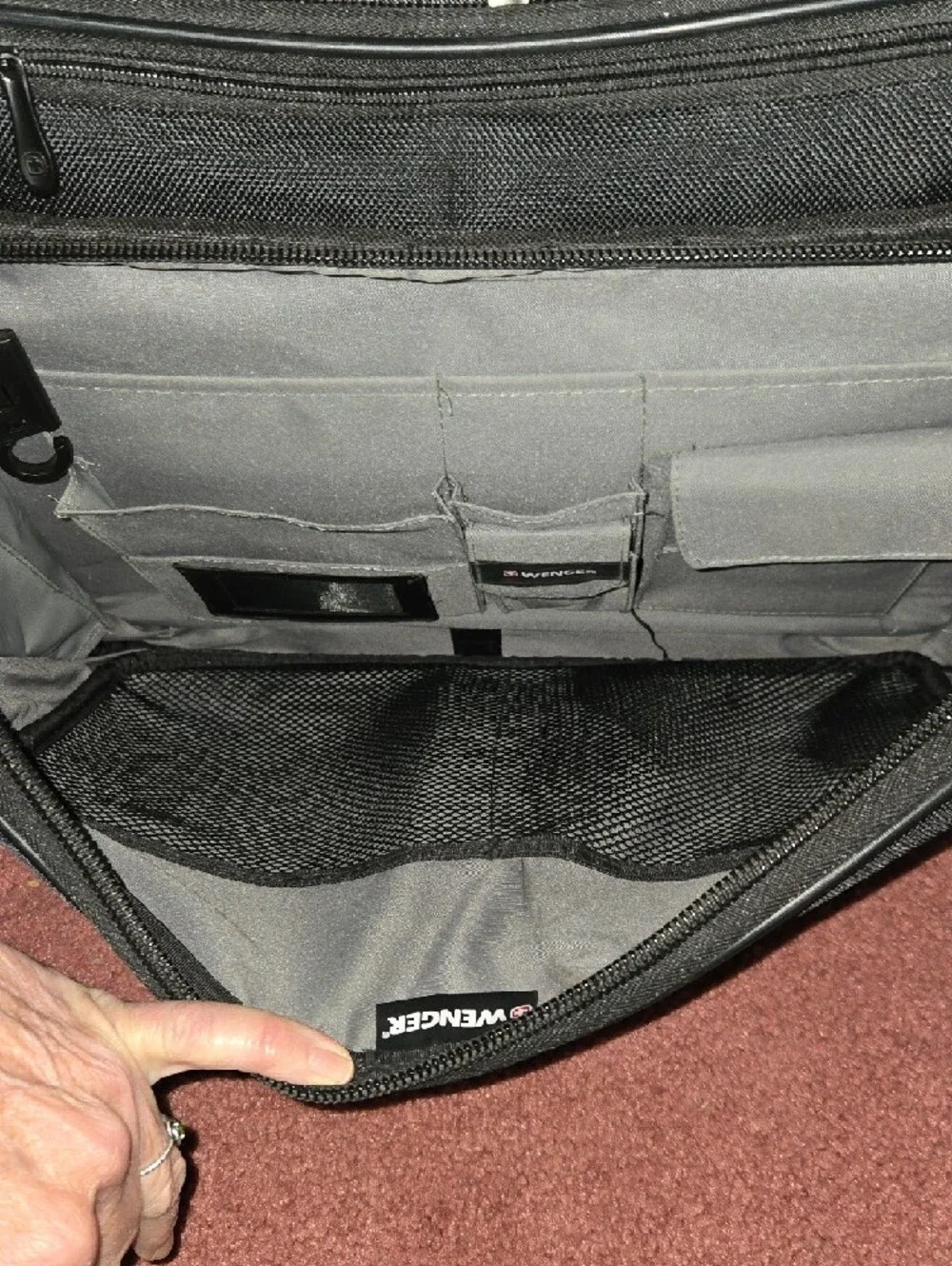 SwissGear Black Rolling Laptop Bag with Red Accents